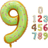 Balon Din Folie Metalizata Figurina Cifra, Imprimeu Gogosi, Tema Aniversare 100 Cm, Ambalaj Individual, Pai Inclus, Umflare Cu Aer Sau Heliu, Cifra 9 - vivimall.ro