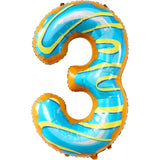 Balon din Folie Metalizata Vivimall, Figurina Cifra, Imprimeu Gogosi, Tema Aniversare 100 cm, Ambalaj Individual, Pai inclus, Umflare cu Aer sau Heliu, Multicolor, Cifra 3