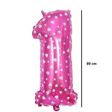 Balon Din Folie Metalizata Figurina Cifra, Imprimeu Inimi, Tema Aniversare 80 Cm, Ambalaj Individual, Pai Inclus, Umflare Cu Aer Sau Heliu, Cifra 1 - vivimall.ro