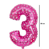 Balon Din Folie Metalizata Figurina Cifra, Imprimeu Inimi, Tema Aniversare 80 Cm, Ambalaj Individual, Pai Inclus, Umflare Cu Aer Sau Heliu, Cifra 3 - vivimall.ro