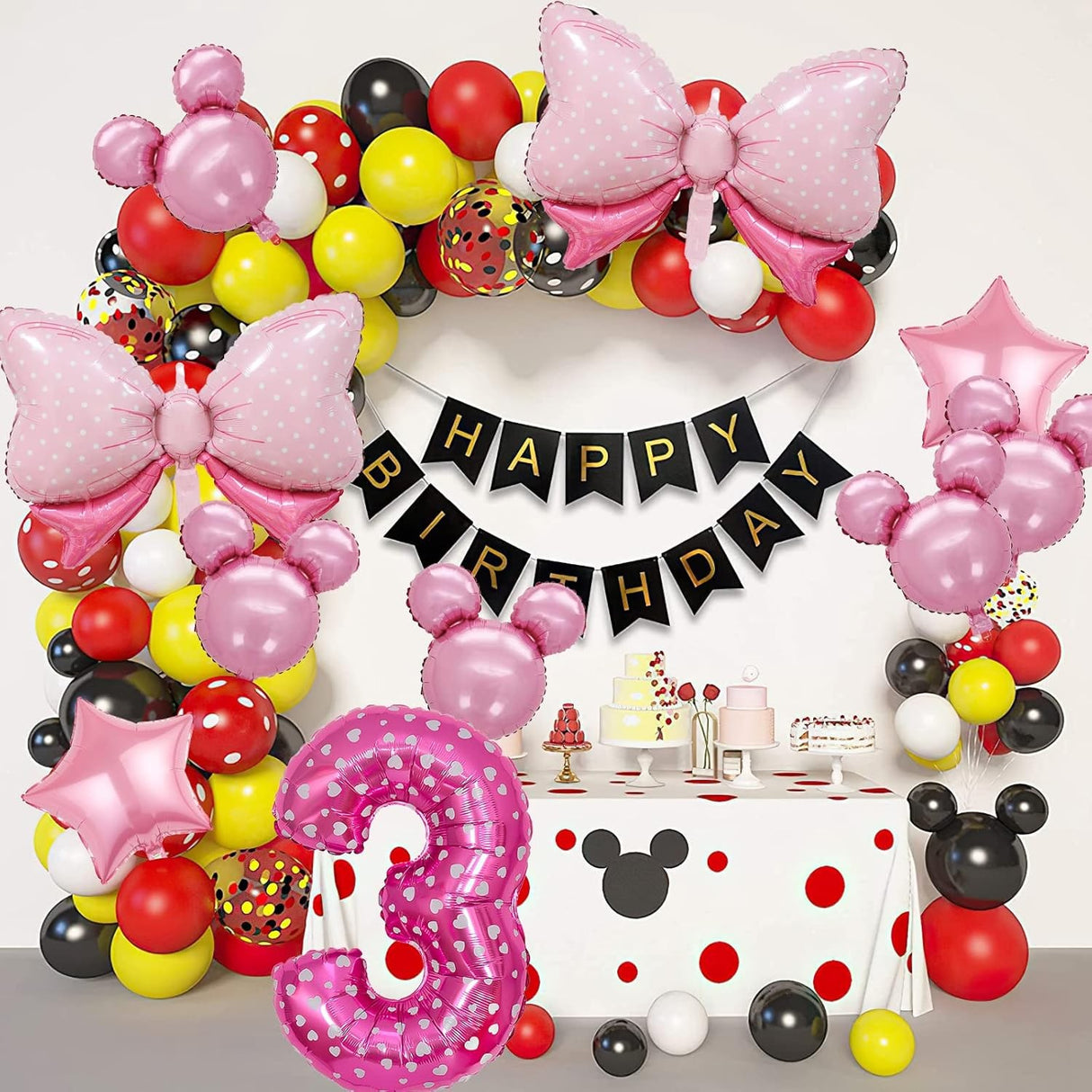Balon Din Folie Metalizata Figurina Cifra, Imprimeu Inimi, Tema Aniversare 80 Cm, Ambalaj Individual, Pai Inclus, Umflare Cu Aer Sau Heliu, Cifra 3 - vivimall.ro