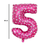 Balon Din Folie Metalizata Figurina Cifra, Imprimeu Inimi, Tema Aniversare 80 Cm, Ambalaj Individual, Pai Inclus, Umflare Cu Aer Sau Heliu, Cifra 5 - vivimall.ro