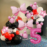 Balon Din Folie Metalizata Figurina Cifra, Imprimeu Inimi, Tema Aniversare 80 Cm, Ambalaj Individual, Pai Inclus, Umflare Cu Aer Sau Heliu, Cifra 5 - vivimall.ro
