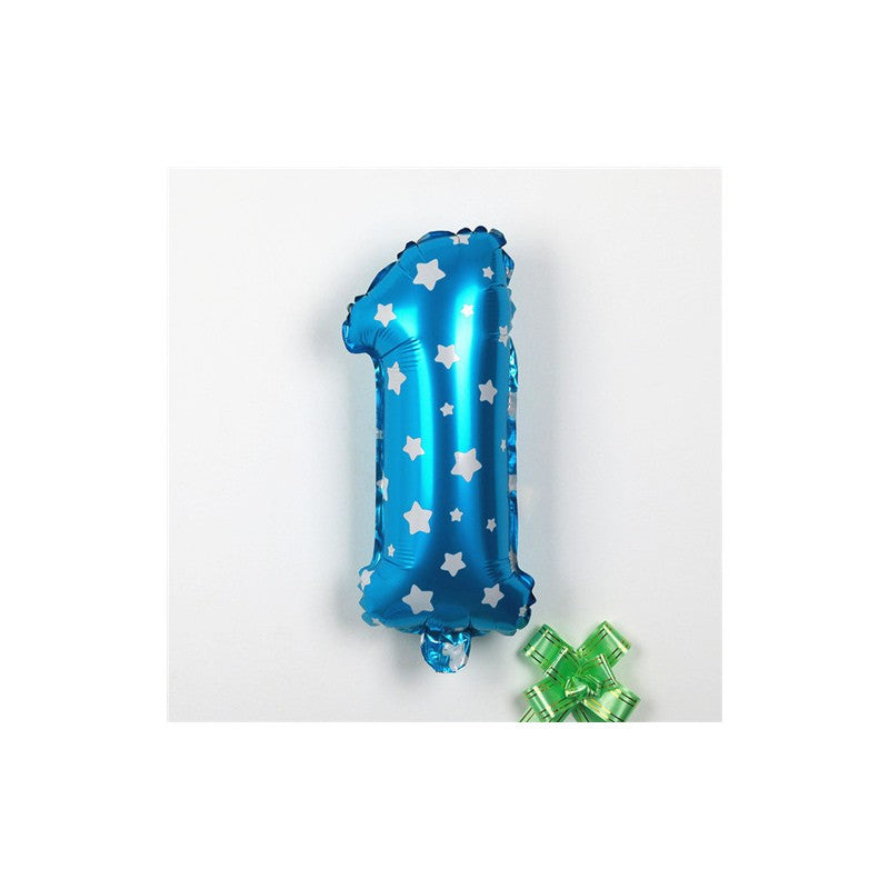 Balon Din Folie Metalizata Figurina Cifra, Imprimeu Stele, Tema Aniversare 80 Cm, Ambalaj Individual, Pai Inclus, Umflare Cu Aer Sau Heliu, Cifra 1 - vivimall.ro