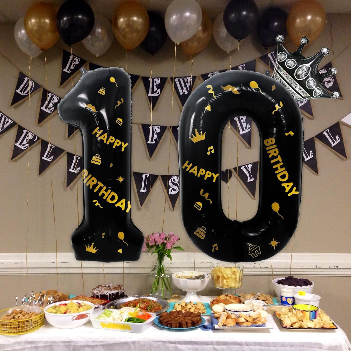 Balon din Folie Metalizata Vivimall, Figurina Cifra, Scris Happy Birthday, Tema Aniversare 100 cm, Ambalaj Individual, Pai inclus, Umflare cu Aer sau Heliu, Negru, Cifra 0 - vivimall.ro