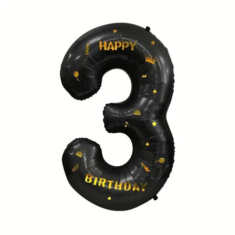 Balon Din Folie Metalizata Figurina Cifra, Scris Happy Birthday, Tema Aniversare 100 Cm, Ambalaj Individual, Pai Inclus, Umflare Cu Aer Sau Heliu, Cifra 3 - vivimall.ro