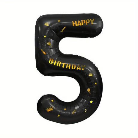 Balon Din Folie Metalizata Figurina Cifra, Scris Happy Birthday, Tema Aniversare 100 Cm, Ambalaj Individual, Pai Inclus, Umflare Cu Aer Sau Heliu, Cifra 5 - vivimall.ro