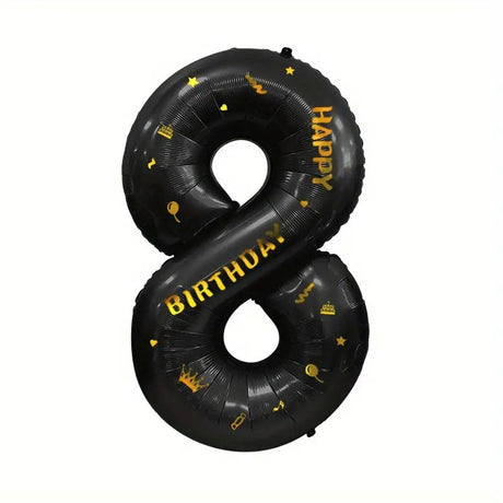 Balon Din Folie Metalizata Figurina Cifra, Scris Happy Birthday, Tema Aniversare 100 Cm, Ambalaj Individual, Pai Inclus, Umflare Cu Aer Sau Heliu, Cifra 8 - vivimall.ro
