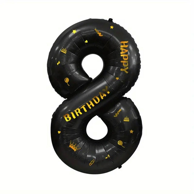 Balon Din Folie Metalizata Figurina Cifra, Scris Happy Birthday, Tema Aniversare 100 Cm, Ambalaj Individual, Pai Inclus, Umflare Cu Aer Sau Heliu, Cifra 8 - vivimall.ro