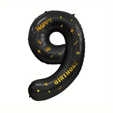 Balon Din Folie Metalizata Figurina Cifra, Scris Happy Birthday, Tema Aniversare 100 Cm, Ambalaj Individual, Pai Inclus, Umflare Cu Aer Sau Heliu, Cifra 9 - vivimall.ro