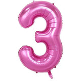 Balon Din Folie Metalizata Figurina Cifra Si Coroana, Tema Aniversare 100 Cm, Ambalaj Individual, Pai Inclus, Umflare Cu Aer Sau Heliu, Cifra 3 - vivimall.ro