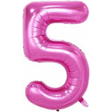 Balon Din Folie Metalizata Figurina Cifra Si Coroana, Tema Aniversare 100 Cm, Ambalaj Individual, Pai Inclus, Umflare Cu Aer Sau Heliu, Cifra 5 - vivimall.ro