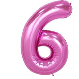 Balon Din Folie Metalizata Figurina Cifra Si Coroana, Tema Aniversare 100 Cm, Ambalaj Individual, Pai Inclus, Umflare Cu Aer Sau Heliu, Cifra 6 - vivimall.ro