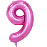 Balon Din Folie Metalizata Figurina Cifra Si Coroana, Tema Aniversare 100 Cm, Ambalaj Individual, Pai Inclus, Umflare Cu Aer Sau Heliu, Cifra 9 - vivimall.ro