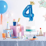 Balon Din Folie Metalizata Figurina Cifra Si Coroana, Tema Aniversare 100 Cm, Ambalaj Individual, Pai Inclus, Umflare Cu Aer Sau Heliu, Cifra 4 - vivimall.ro