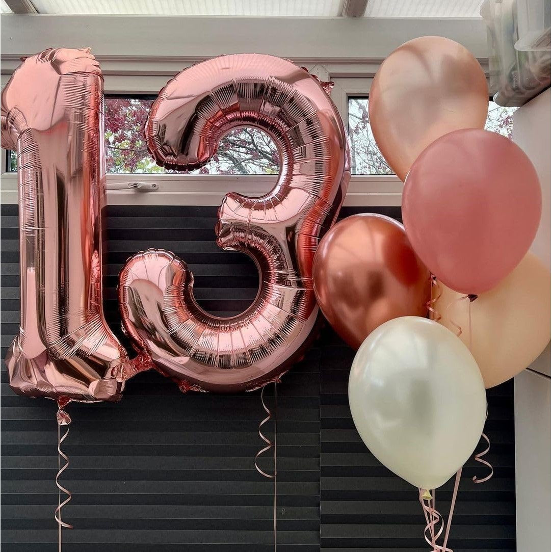 Balon Din Folie Metalizata Figurina Cifra, Tema Aniversare 100 Cm, Ambalaj Individual, Pai Inclus, Umflare Cu Aer Sau Heliu, Coral, Rose, Cifra 1 - vivimall.ro