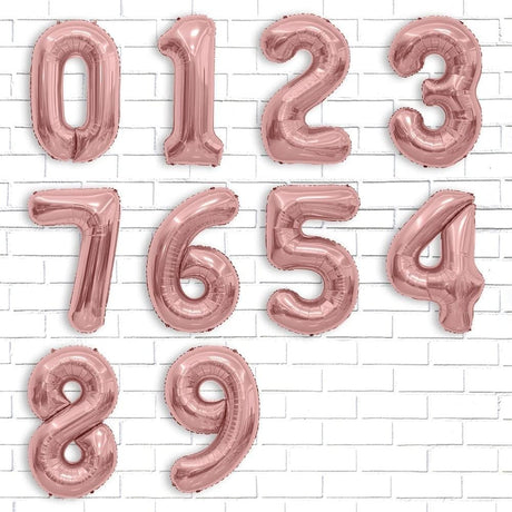 Balon Din Folie Metalizata Figurina Cifra, Tema Aniversare 100 Cm, Ambalaj Individual, Pai Inclus, Umflare Cu Aer Sau Heliu, Coral, Rose Gold, Cifra 3 - vivimall.ro