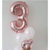 Balon Din Folie Metalizata Figurina Cifra, Tema Aniversare 100 Cm, Ambalaj Individual, Pai Inclus, Umflare Cu Aer Sau Heliu, Coral, Rose Gold, Cifra 3 - vivimall.ro