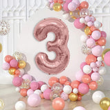 Balon Din Folie Metalizata Figurina Cifra, Tema Aniversare 100 Cm, Ambalaj Individual, Pai Inclus, Umflare Cu Aer Sau Heliu, Coral, Rose Gold, Cifra 3 - vivimall.ro