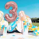 Balon Din Folie Metalizata Figurina Cifra, Tema Aniversare 100 Cm, Ambalaj Individual, Pai Inclus, Umflare Cu Aer Sau Heliu, Coral, Rose Gold, Cifra 3 - vivimall.ro