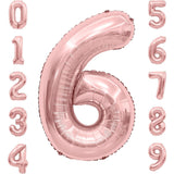 Balon Din Folie Metalizata Figurina Cifra, Tema Aniversare 100 Cm, Ambalaj Individual, Pai Inclus, Umflare Cu Aer Sau Heliu, Coral, Rose, Cifra 6 - vivimall.ro