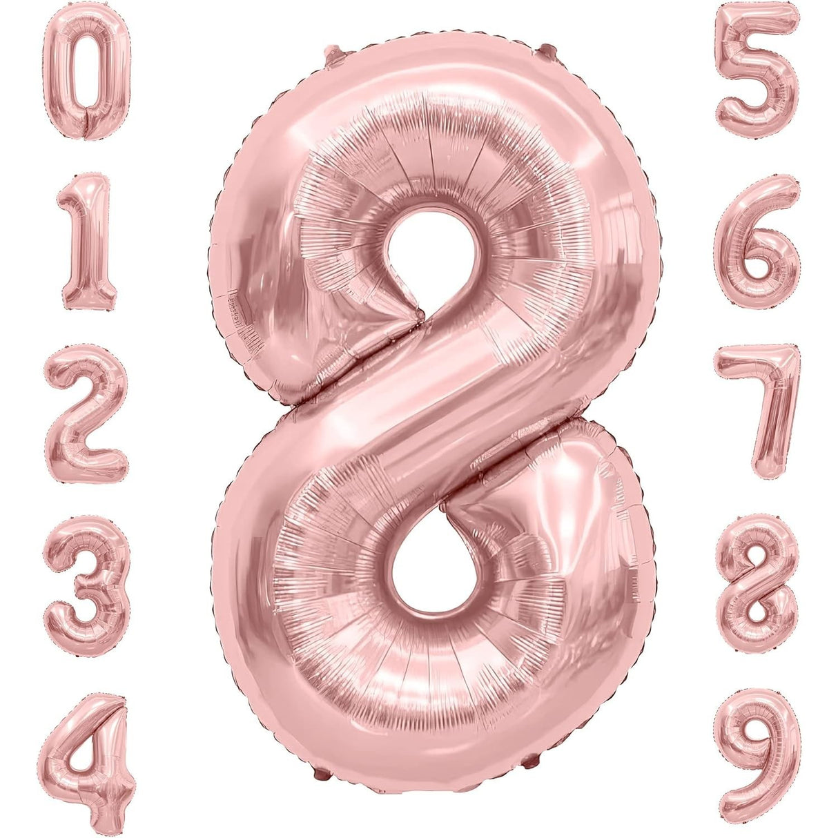 Balon din Folie Metalizata Vivimall, Figurina Cifra, Tema Aniversare 100 cm, Ambalaj Individual, Pai inclus, Umflare cu Aer sau Heliu, Coral, Rose Gold, Cifra 8 - vivimall.ro