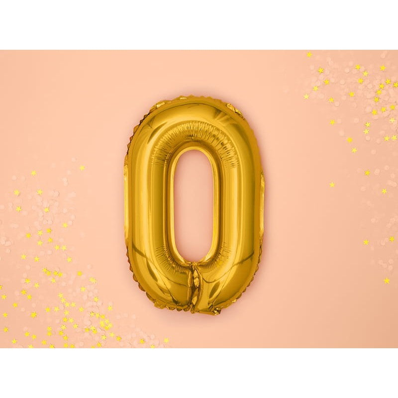 Balon Din Folie Metalizata, Figurina Cifra, Tema Aniversare 100 Cm, Ambalaj Individual, Pai Inclus, Umflare Cu Aer Sau Heliu, Cifra 0