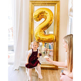 Balon Din Folie Metalizata, Figurina Cifra, Tema Aniversare 100 Cm, Ambalaj Individual, Pai Inclus, Umflare Cu Aer Sau Heliu, Cifra 2 - vivimall.ro