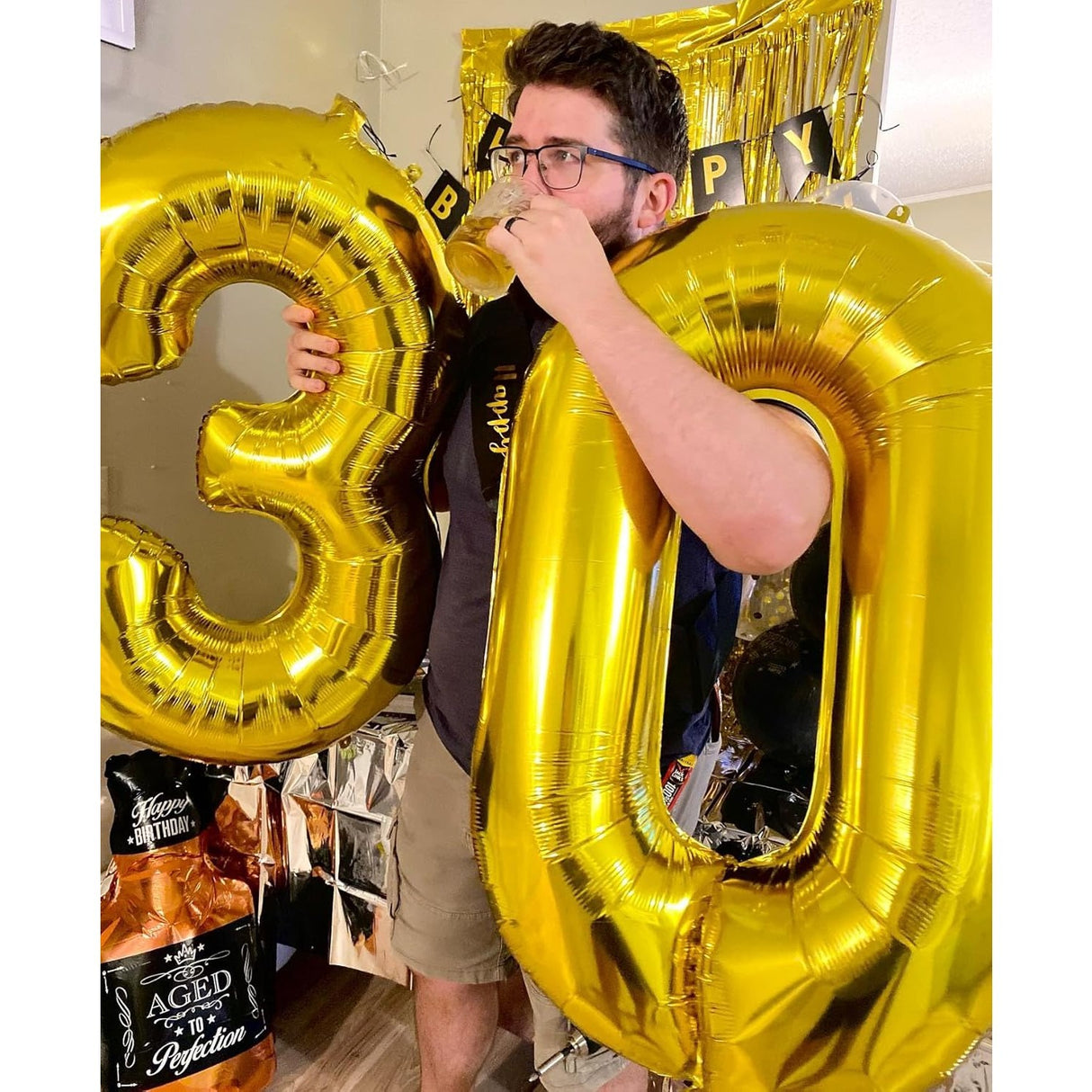 Balon Din Folie Metalizata, Figurina Cifra, Tema Aniversare 100 Cm, Ambalaj Individual, Pai Inclus, Umflare Cu Aer Sau Heliu, Cifra 3