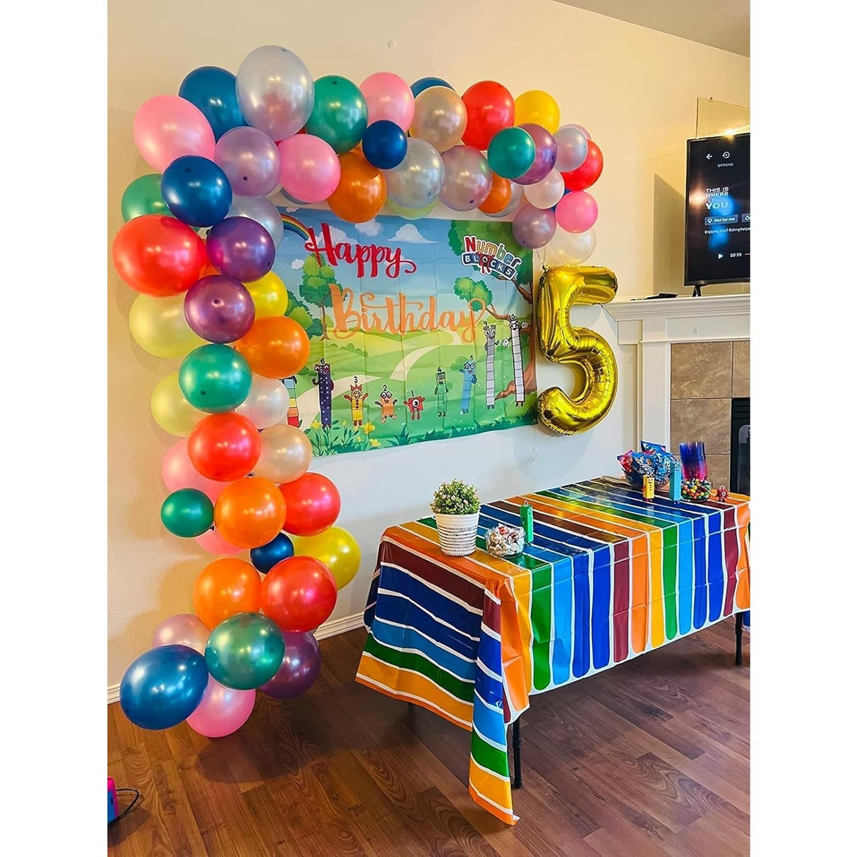 Balon Din Folie Metalizata, Figurina Cifra, Tema Aniversare 100 Cm, Ambalaj Individual, Pai Inclus, Umflare Cu Aer Sau Heliu, Cifra 5 - vivimall.ro