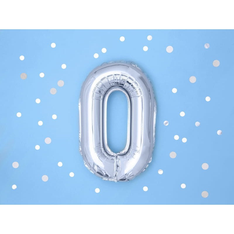 Balon Din Folie Metalizata, Figurina Cifra, Tema Aniversare 100 Cm, Ambalaj Individual, Pai Inclus, Umflare Cu Aer Sau Heliu, Cifra 0 - vivimall.ro