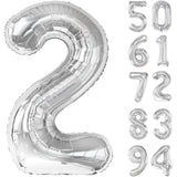 Balon Din Folie Metalizata, Figurina Cifra, Tema Aniversare 100 Cm, Ambalaj Individual, Pai Inclus, Umflare Cu Aer Sau Heliu, Cifra 2 - vivimall.ro