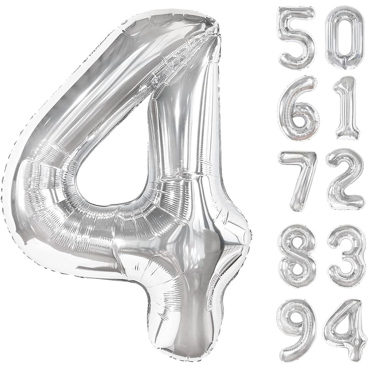 Balon Din Folie Metalizata, Figurina Cifra, Tema Aniversare 100 Cm, Ambalaj Individual, Pai Inclus, Umflare Cu Aer Sau Heliu, Cifra 4 - vivimall.ro