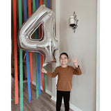 Balon Din Folie Metalizata, Figurina Cifra, Tema Aniversare 100 Cm, Ambalaj Individual, Pai Inclus, Umflare Cu Aer Sau Heliu, Cifra 4 - vivimall.ro