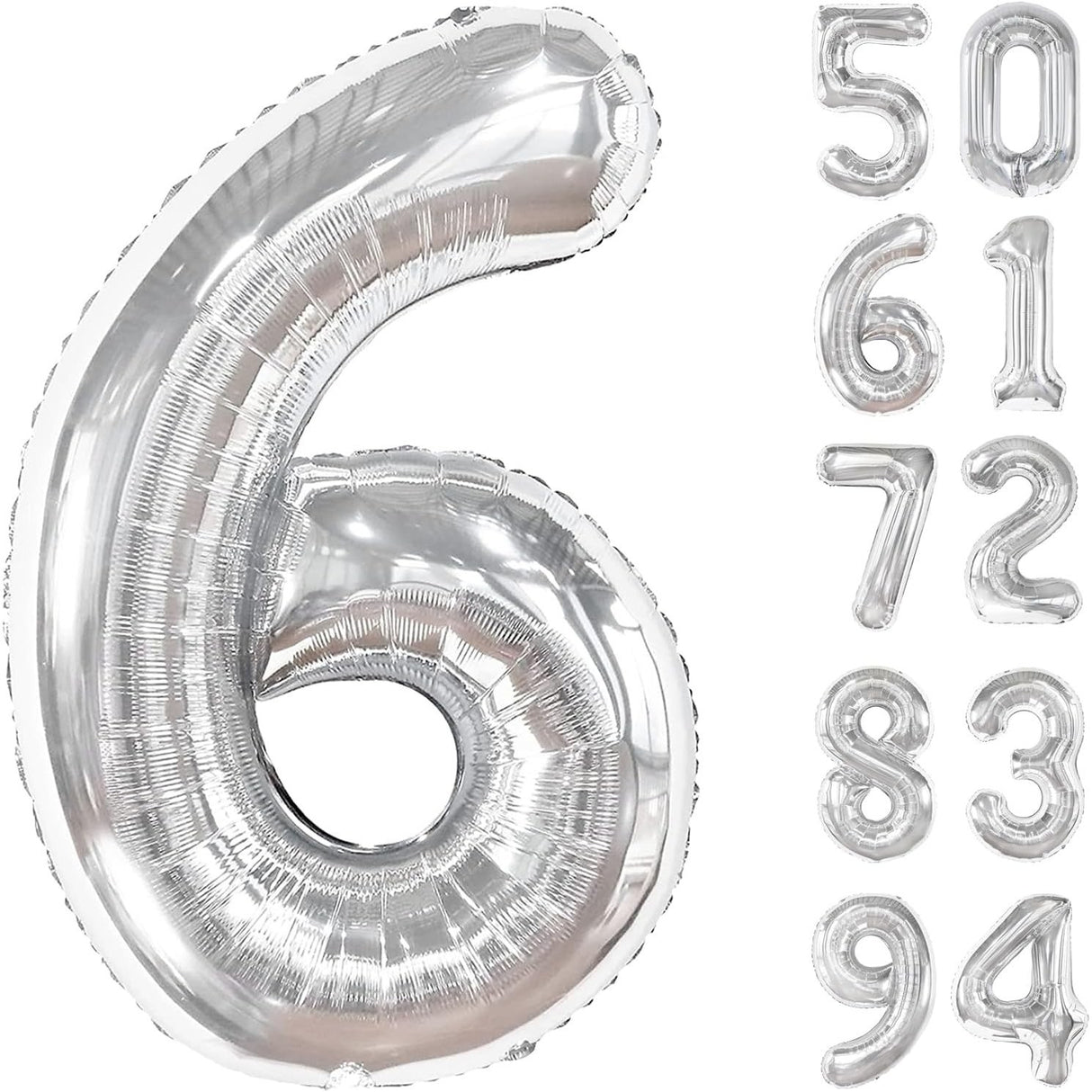 Balon Din Folie Metalizata, Figurina Cifra, Tema Aniversare 100 Cm, Ambalaj Individual, Pai Inclus, Umflare Cu Aer Sau Heliu, Cifra 6 - vivimall.ro