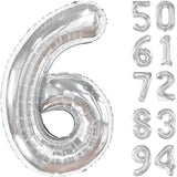Balon Din Folie Metalizata, Figurina Cifra, Tema Aniversare 100 Cm, Ambalaj Individual, Pai Inclus, Umflare Cu Aer Sau Heliu, Cifra 6 - vivimall.ro
