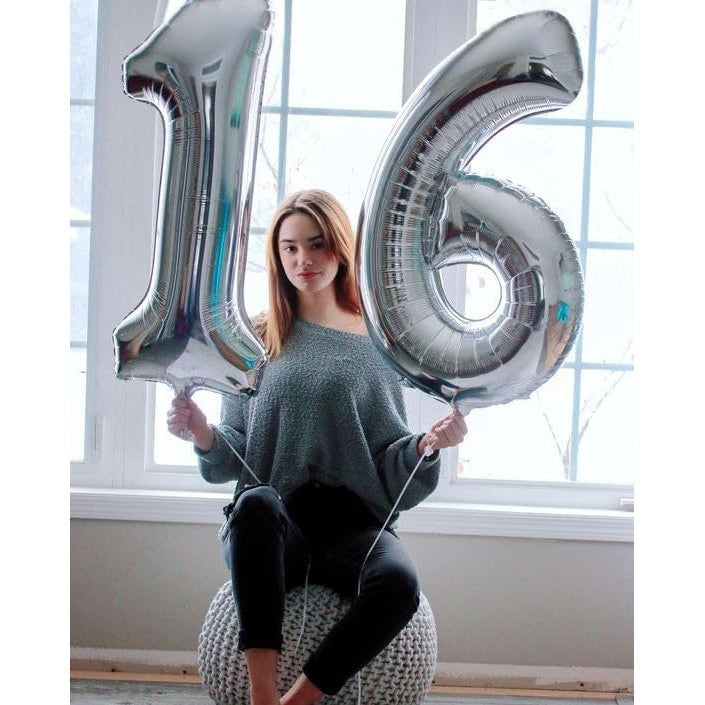 Balon Din Folie Metalizata, Figurina Cifra, Tema Aniversare 100 Cm, Ambalaj Individual, Pai Inclus, Umflare Cu Aer Sau Heliu, Cifra 6 - vivimall.ro