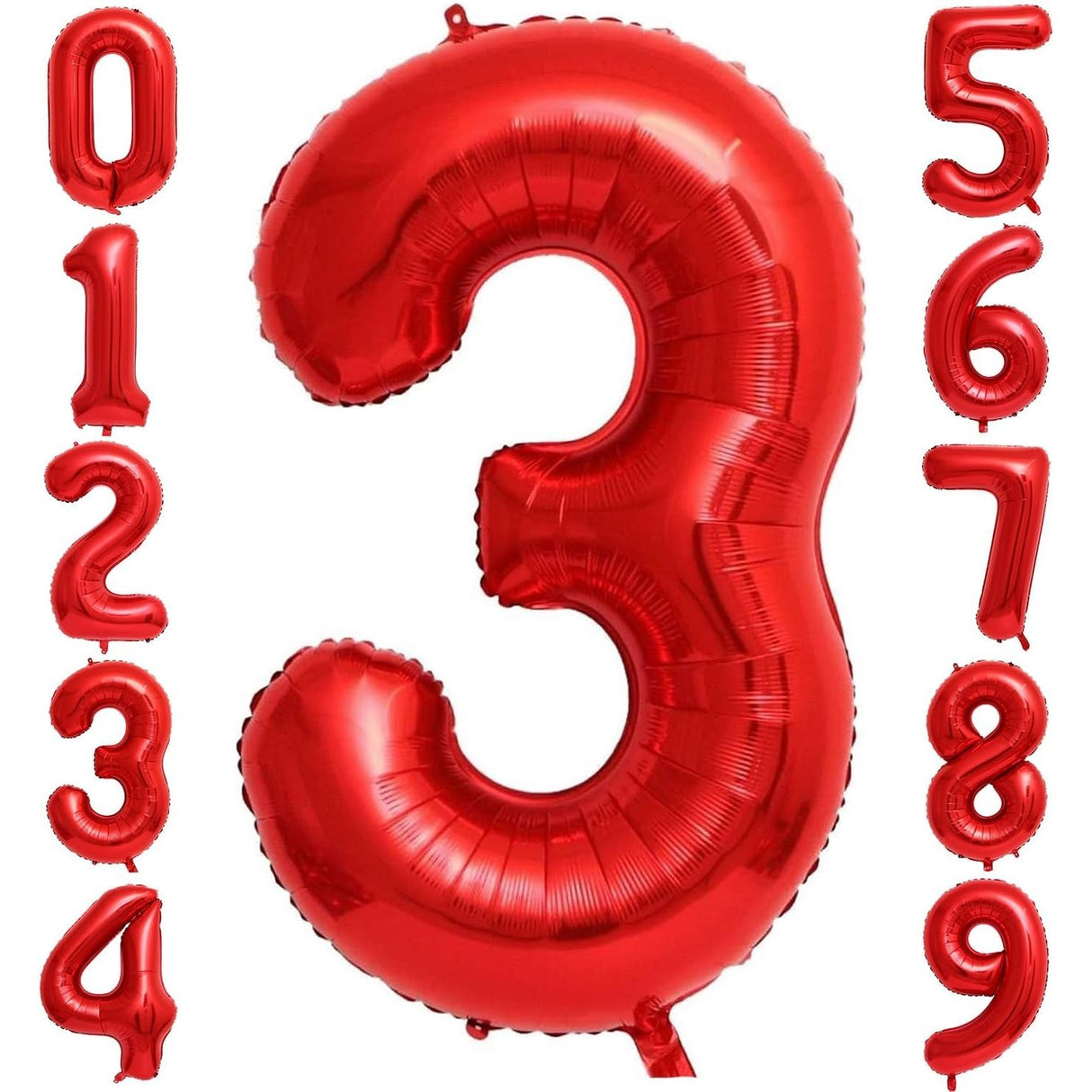Balon Din Folie Metalizata, Figurina Cifra, Tema Aniversare 100 Cm, Ambalaj Individual, Pai Inclus, Umflare Cu Aer Sau Heliu, Cifra 3