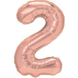Balon Din Folie Metalizata Figurina Cifra, Tema Aniversare 100 Cm, Ambalaj Individual, Pai Inclus, Umflare Cu Aer Sau Heliu, Coral, Rose, Cifra 2 - vivimall.ro