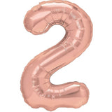 Balon Din Folie Metalizata Figurina Cifra, Tema Aniversare 100 Cm, Ambalaj Individual, Pai Inclus, Umflare Cu Aer Sau Heliu, Coral, Rose, Cifra 2 - vivimall.ro