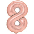 Balon Din Folie Metalizata Figurina Cifra, Tema Aniversare 100 Cm, Ambalaj Individual, Pai Inclus, Umflare Cu Aer Sau Heliu, Coral, Rose Gold, Cifra 8 - vivimall.ro