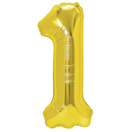 Balon din Folie Metalizata Vivimall, Figurina Cifra, Tema Aniversare 100 cm, Ambalaj Individual, Pai inclus, Umflare cu Aer sau Heliu, Auriu, Cifra 1 - vivimall.ro