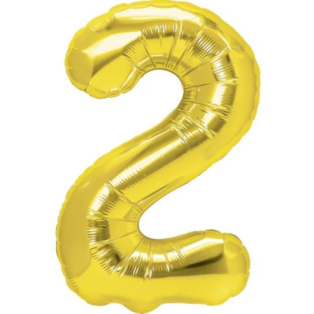 Balon Din Folie Metalizata, Figurina Cifra, Tema Aniversare 100 Cm, Ambalaj Individual, Pai Inclus, Umflare Cu Aer Sau Heliu, Cifra 2 - vivimall.ro