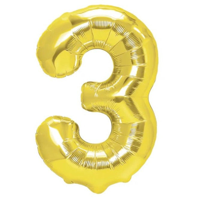 Balon Din Folie Metalizata, Figurina Cifra, Tema Aniversare 100 Cm, Ambalaj Individual, Pai Inclus, Umflare Cu Aer Sau Heliu, Cifra 3 - vivimall.ro