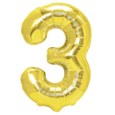 Balon Din Folie Metalizata, Figurina Cifra, Tema Aniversare 100 Cm, Ambalaj Individual, Pai Inclus, Umflare Cu Aer Sau Heliu, Cifra 3 - vivimall.ro