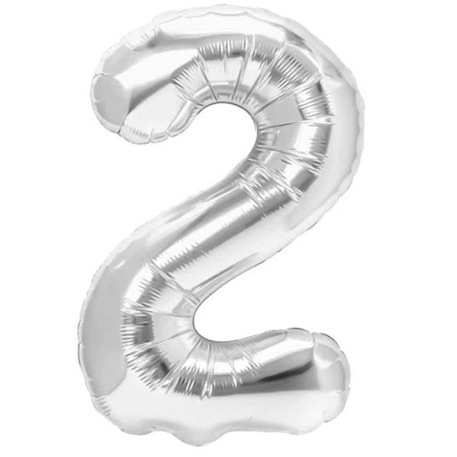 Balon Din Folie Metalizata, Figurina Cifra, Tema Aniversare 100 Cm, Ambalaj Individual, Pai Inclus, Umflare Cu Aer Sau Heliu, Cifra 2 - vivimall.ro