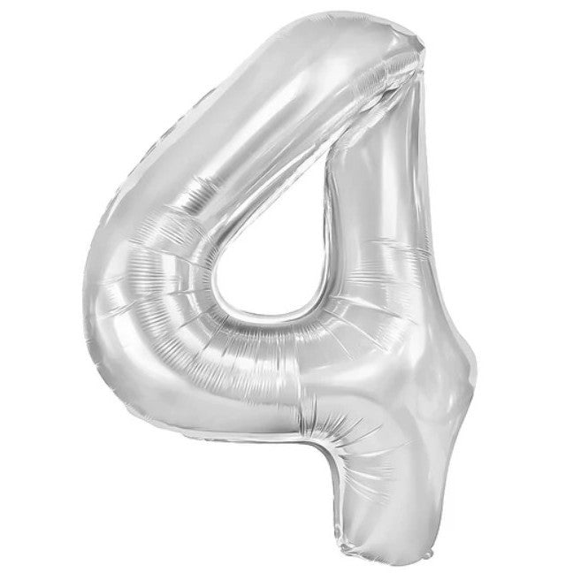 Balon Din Folie Metalizata, Figurina Cifra, Tema Aniversare 100 Cm, Ambalaj Individual, Pai Inclus, Umflare Cu Aer Sau Heliu, Cifra 4 - vivimall.ro