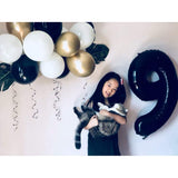 Balon Din Folie Metalizata Figurina Cifra, Tema Aniversare 40 Cm, Ambalaj Individual, Pai Inclus, Umflare Cu Aer Sau Heliu, Cifra 9 - vivimall.ro