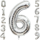 Balon Din Folie Metalizata Figurina Cifra, Tema Aniversare 40 Cm, Ambalaj Individual, Pai Inclus, Umflare Cu Aer Sau Heliu, Cifra 6