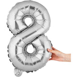 Balon Din Folie Metalizata Figurina Cifra, Tema Aniversare 40 Cm, Ambalaj Individual, Pai Inclus, Umflare Cu Aer Sau Heliu, Cifra 8